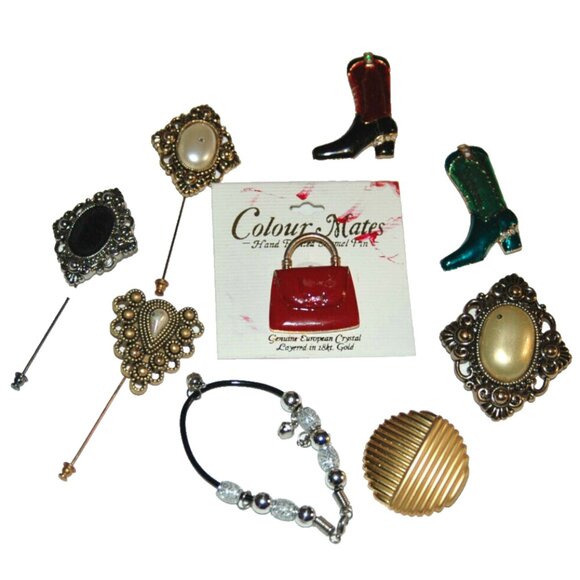 Jewelry Lot 9 Pendant Broach Fashion Assorted Pieces - Picture 1 of 6
